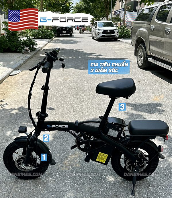 xe đạp điện gấp gọn g-force c14 tiêu chuẩn (3 giảm xóc)