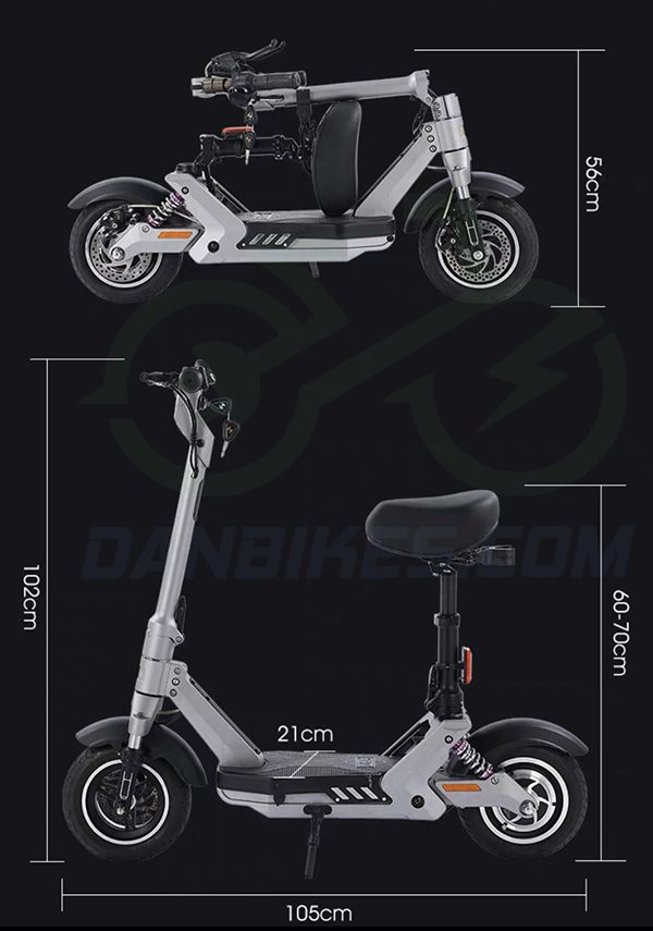 thông số kích thước scooter điện gấp gọn thương hiệu tank yunfu