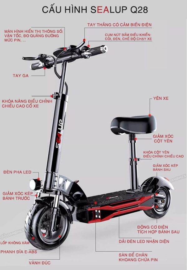 Xe Scooter Điện Gấp Gọn Sealup Q28 10 8