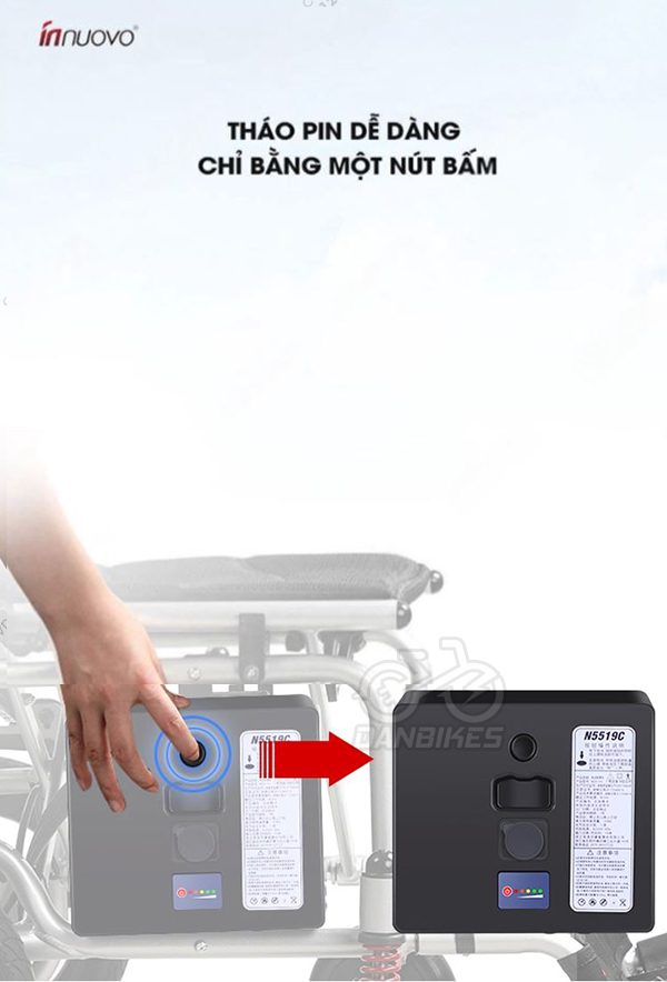 Xe Lăn Điện Innuovo N5519 Siêu Nhẹ Gấp Gọn Thông Minh Dành Cho Người Già 14 13 1