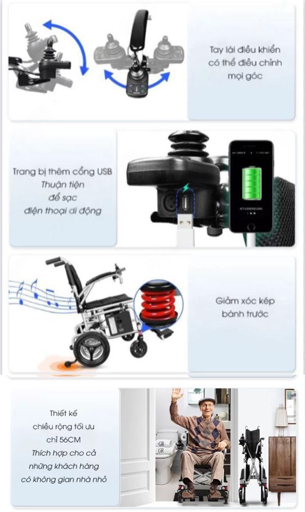 Xe Lăn Điện Innuovo N5519 Siêu Nhẹ Gấp Gọn Thông Minh Dành Cho Người Già 20 16 1