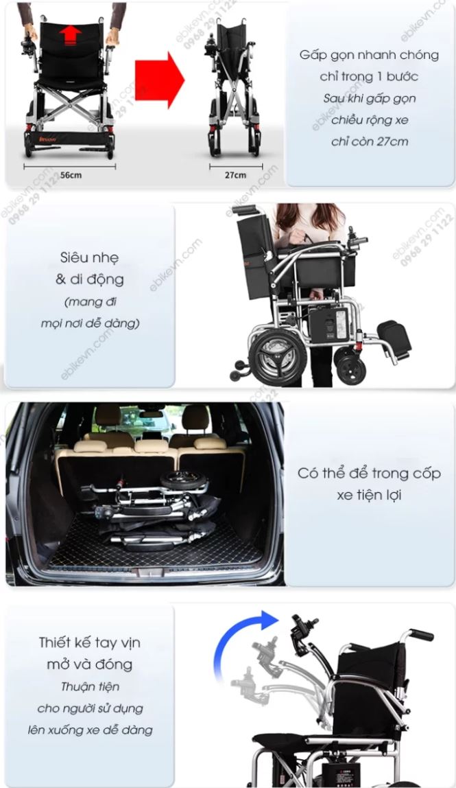Xe Lăn Điện Innuovo N5519 Siêu Nhẹ Gấp Gọn Thông Minh Dành Cho Người Già 10 17 1