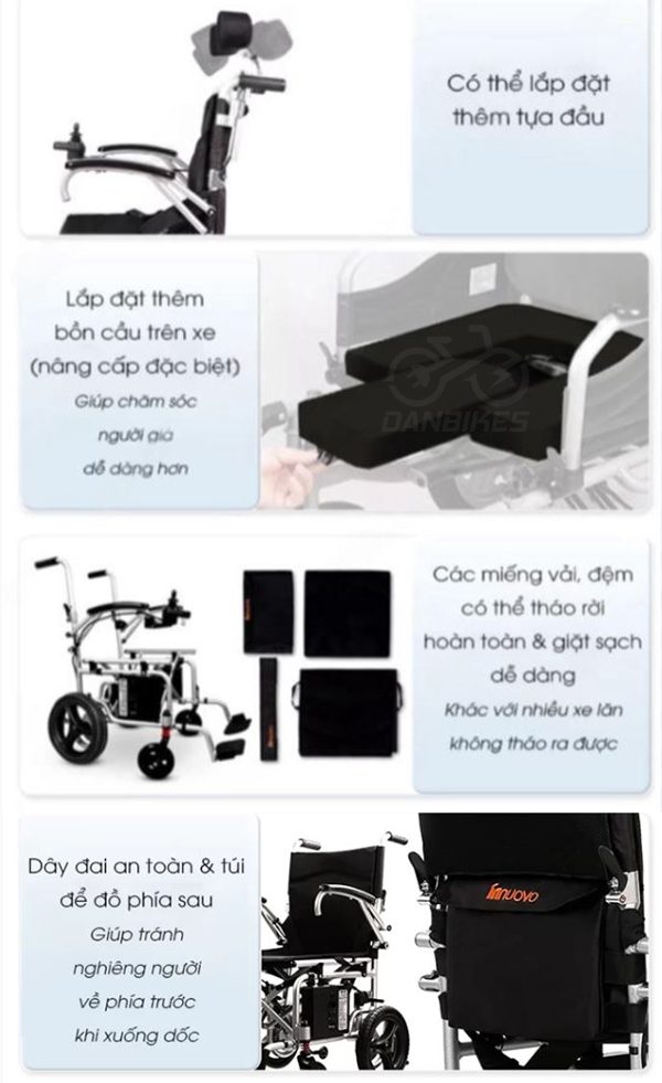 Xe Lăn Điện Innuovo N5519 Siêu Nhẹ Gấp Gọn Thông Minh Dành Cho Người Già 21 18 1