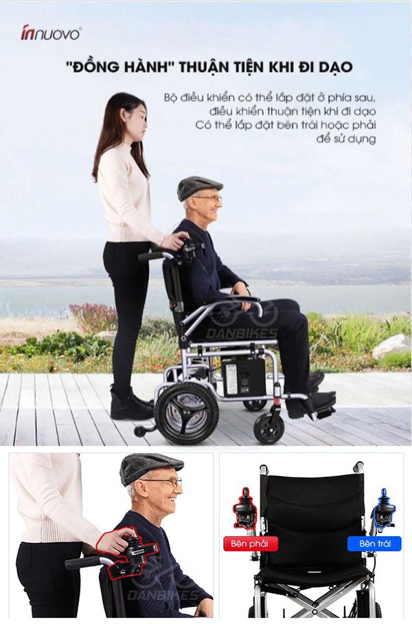 Xe Lăn Điện Innuovo N5519 Siêu Nhẹ Gấp Gọn Thông Minh Dành Cho Người Già 24 7 1
