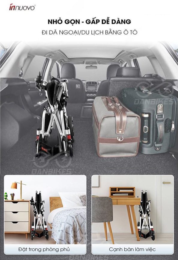 Xe Lăn Điện Innuovo N5519 Siêu Nhẹ Gấp Gọn Thông Minh Dành Cho Người Già 11 9 1