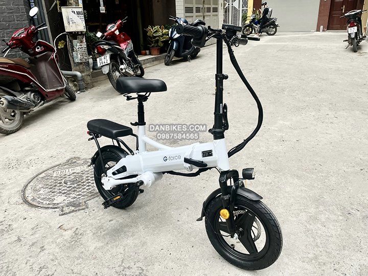 XE ĐẠP ĐIỆN GẤP GỌN G-FORCE G14 TRUYỀN ĐỘNG TRỤC (KHÔNG XÍCH) BẢN ĐẦY ĐỦ CÓ XI NHAN 14 XE ĐẠP ĐIỆN G FORCE G14 MÀU TRẮNG
