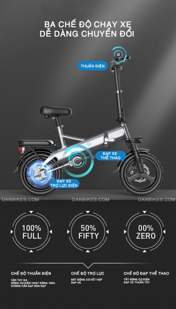 XE ĐẠP ĐIỆN GẤP GỌN G-FORCE G14 TRUYỀN ĐỘNG TRỤC (KHÔNG XÍCH) BẢN ĐẦY ĐỦ CÓ XI NHAN 9 XE ĐẠP ĐIỆN G FORCE G14
