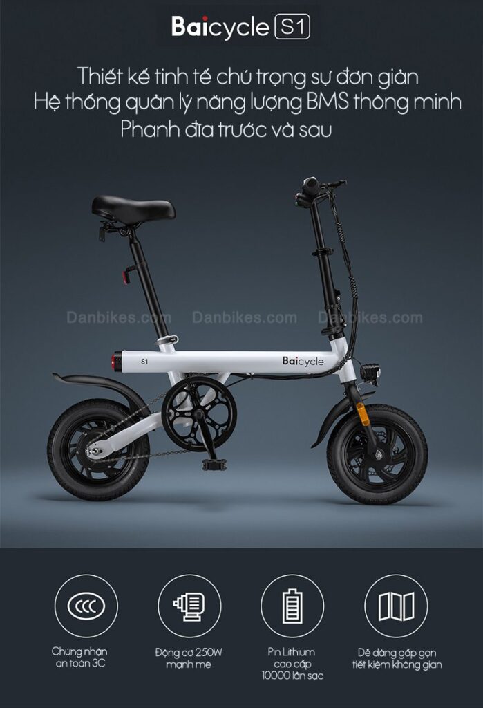 XE ĐẠP ĐIỆN GẤP GỌN CAO CẤP BAICYCLE S1 
