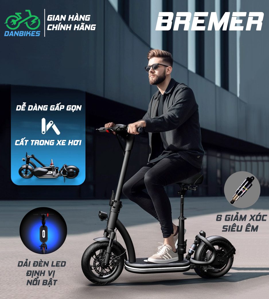 XE SCOOTER ĐIỆN BREMER S12 GẤP GỌN 6 Xe scooter điện Bremer S12 gấp gọn đa năng