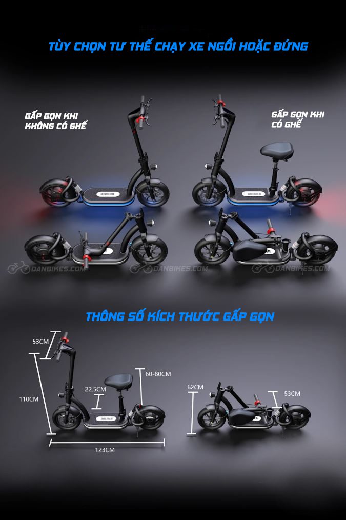 XE SCOOTER ĐIỆN BREMER S12 GẤP GỌN 8 Xe scooter điện Bremer S12 gấp gọn đa năng