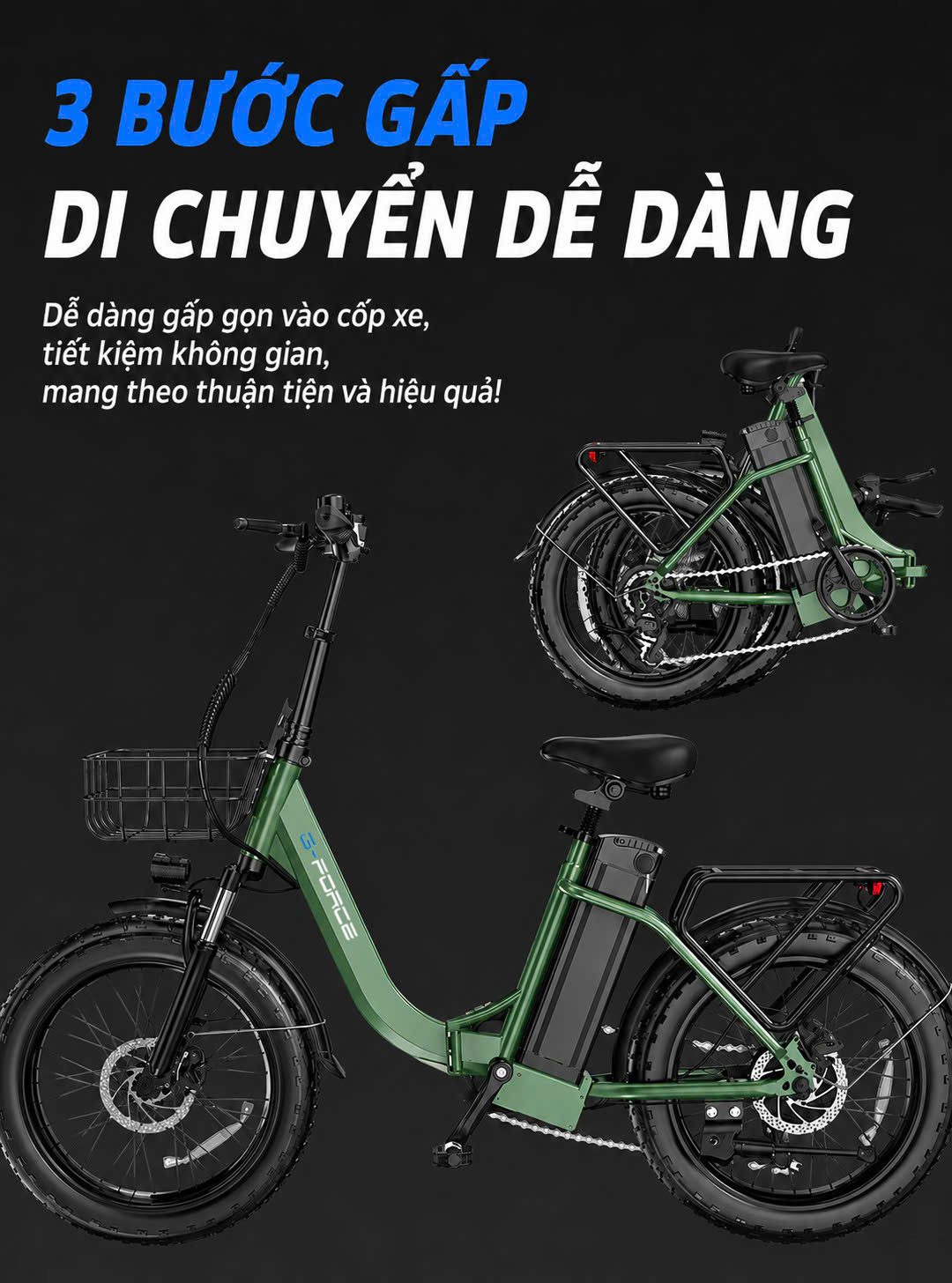 XE ĐẠP ĐIỆN GẤP GỌN THỂ THAO G-FORCE G20 12 Dễ dàng Gấp gọn Xe đạp điện gấp gọn thể thao G-force G20