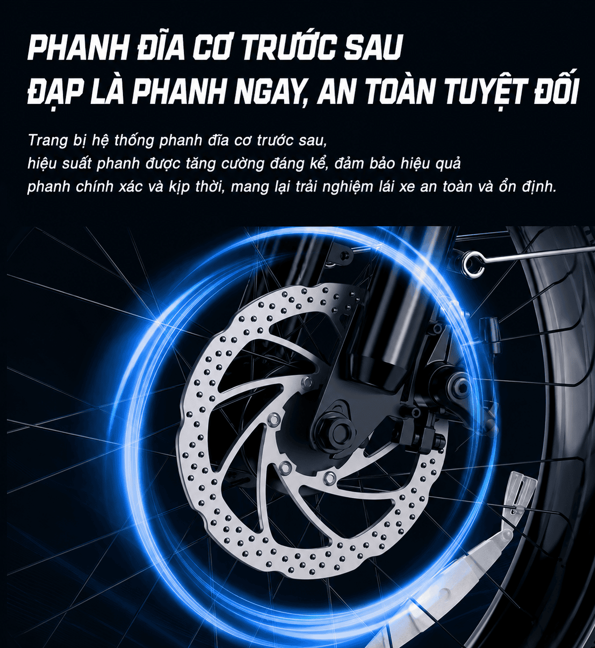 XE ĐẠP ĐIỆN GẤP GỌN THỂ THAO G-FORCE G20 18 Phanh đĩa trên Xe đạp điện gấp gọn thể thao G-force G20