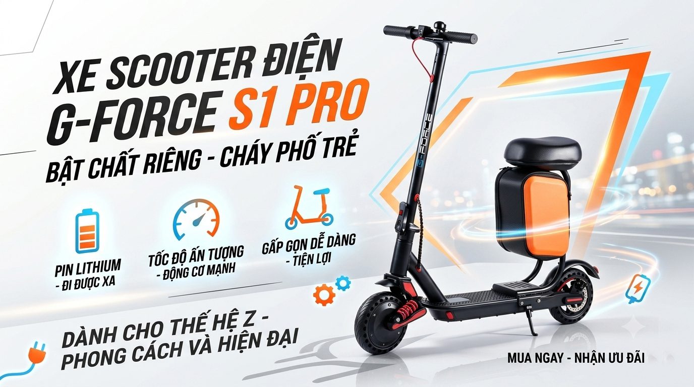 XE SCOOTER ĐIỆN G-FORCE S1 PRO 350W TRỌNG LƯỢNG NHẸ 15KG, CÓ GHẾ NGỒI 6